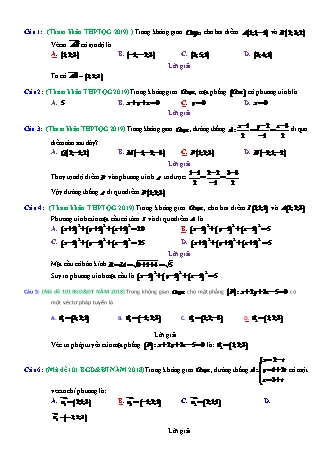 Tổng hợp câu hỏi trích trong đề tham khảo kì thi THPT Quốc gia môn Toán - Phương pháp tọa độ trong không gian (Phần 1) - Năm học 2018-2019 (Có đáp án)