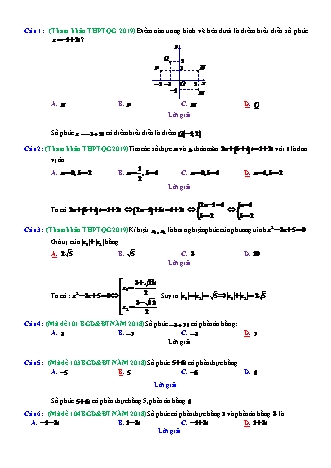 Tổng hợp câu hỏi trích trong đề tham khảo kì thi THPT Quốc gia môn Toán - Số phức - Năm học 2018-2019 (Có đáp án)