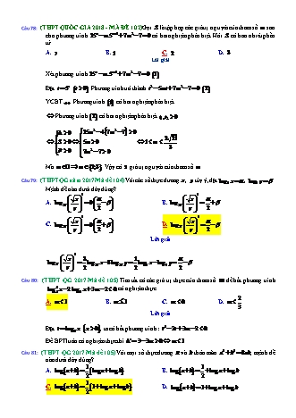 Tổng hợp câu hỏi trích trong đề tham khảo kì thi THPT Quốc gia môn Toán - Hàm số mũ. Hàm số Logarit (Phần 2) - Năm học 2018-2019 (Có lời giải)
