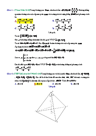 Tổng hợp câu hỏi trích trong đề tham khảo kì thi THPT Quốc gia môn Toán - Phương pháp tọa độ trong không gian (Phần 2) - Năm học 2018-2019 (Có đáp án)