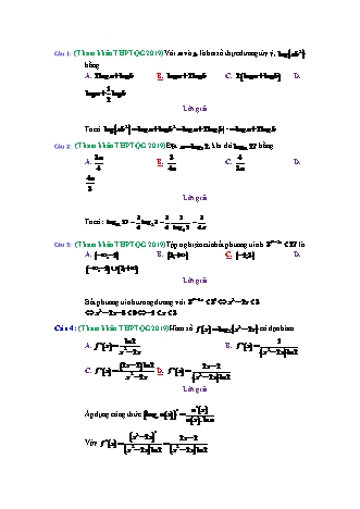 Tổng hợp câu hỏi trích trong đề tham khảo kì thi THPT Quốc gia môn Toán - Hàm số mũ. Hàm số Logarit (Phần 1) - Năm học 2018-2019 (Có lời giải)