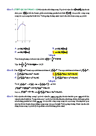Tổng hợp câu hỏi trích trong đề tham khảo kì thi THPT Quốc gia môn Toán - Tích phân (Phần 2) - Năm học 2018-2019 (Có đáp án)