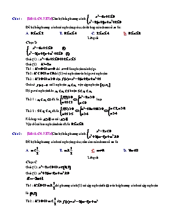 Trắc nghiệm Đại số Lớp 10 tách từ đề thi thử THPT Quốc gia - Chương 4 - Bài 7: Bất phương trình bậc hai - Mức độ 4 - Năm học 2017-2018 (Có đáp án)