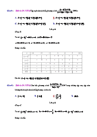 Trắc nghiệm Đại số Lớp 10 tách từ đề thi thử THPT Quốc gia - Chương 4 - Bài 7: Bất phương trình bậc hai - Mức độ 3.3 - Năm học 2017-2018 (Có đáp án)