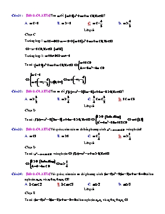 Trắc nghiệm Đại số Lớp 10 tách từ đề thi thử THPT Quốc gia - Chương 4 - Bài 3: Bất phương trình và hệ bất phương trình một ẩn - Mức độ 3.3 - Năm học 2017-2018 (Có đáp án)