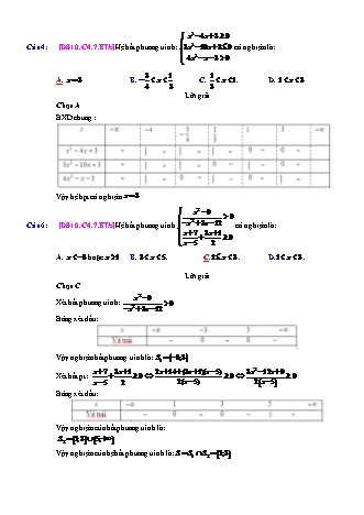 Trắc nghiệm Đại số Lớp 10 tách từ đề thi thử THPT Quốc gia - Chương 4 - Bài 7: Bất phương trình bậc hai - Mức độ 2.2 - Năm học 2017-2018 (Có đáp án)