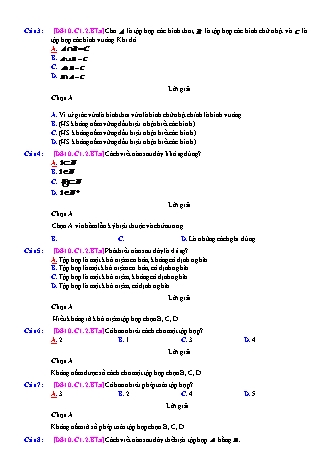 Trắc nghiệm Đại số Lớp 10 tách từ đề thi thử THPT Quốc gia - Chương 1 - Bài 2: Tập hợp và các phép toán tập hợp - Mức độ 1.4 - Năm học 2017-2018 (Có đáp án)