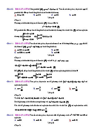 Trắc nghiệm Đại số Lớp 10 tách từ đề thi thử THPT Quốc gia - Chương 2 - Bài 3: Hàm số bậc hai - Mức độ 3.3 - Năm học 2017-2018 (Có đáp án)