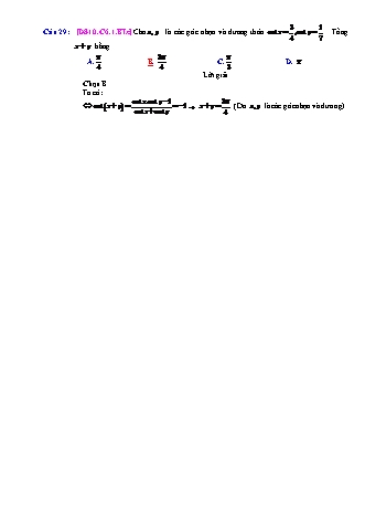 Trắc nghiệm Đại số Lớp 10 tách từ đề thi thử THPT Quốc gia - Chương 6 - Bài 1: Cung và góc lượng giác - Mức độ 3 - Năm học 2017-2018 (Có đáp án)