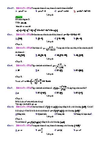 Trắc nghiệm Đại số Lớp 10 tách từ đề thi thử THPT Quốc gia - Chương 2 - Bài 1: Hàm số - Mức độ 1.3 - Năm học 2017-2018 (Có đáp án)