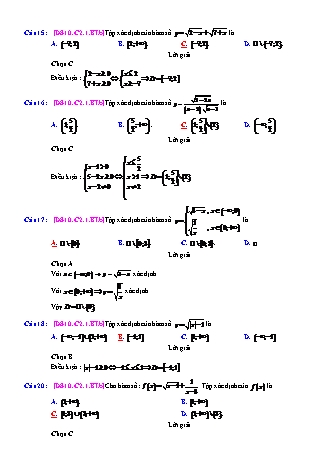 Trắc nghiệm Đại số Lớp 10 tách từ đề thi thử THPT Quốc gia - Chương 2 - Bài 1: Hàm số - Mức độ 2.3 - Năm học 2017-2018 (Có đáp án)