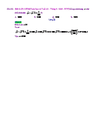 Trắc nghiệm Đại số Lớp 10 tách từ đề thi thử THPT Quốc gia - Chương 4 - Bài 2: Đại cương về bất phương trình - Mức độ 2.1 - Năm học 2017-2018 (Có đáp án)