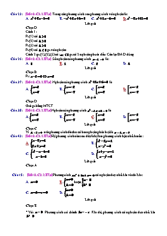 Trắc nghiệm Đại số Lớp 10 tách từ đề thi thử THPT Quốc gia - Chương 3 - Bài 2: Phương trình quy về bậc nhất và bậc hai - Mức độ 1.1 - Năm học 2017-2018 (Có đáp án)