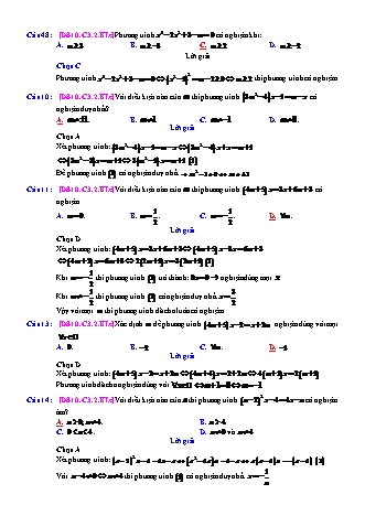Trắc nghiệm Đại số Lớp 10 tách từ đề thi thử THPT Quốc gia - Chương 3 - Bài 2: Phương trình quy về bậc nhất và bậc hai - Mức độ 3.1 - Năm học 2017-2018 (Có đáp án)
