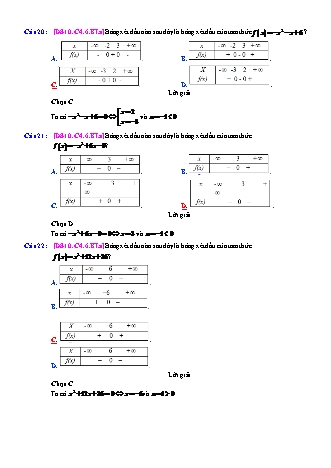 Trắc nghiệm Đại số Lớp 10 tách từ đề thi thử THPT Quốc gia - Chương 4 - Bài 6: Dấu của tam thức bậc hai - Mức độ 1.1 - Năm học 2017-2018 (Có đáp án)