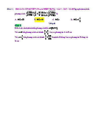 Trắc nghiệm Đại số Lớp 10 tách từ đề thi thử THPT Quốc gia - Chương 3 - Bài 4: Phương trình chứa căn - Mức độ 3.3 - Năm học 2017-2018 (Có đáp án)
