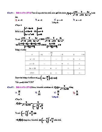 Trắc nghiệm Đại số Lớp 10 tách từ đề thi thử THPT Quốc gia - Chương 4 - Bài 6: Dấu của tam thức bậc hai - Mức độ 3.1 - Năm học 2017-2018 (Có đáp án)