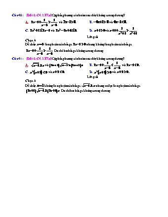 Trắc nghiệm Đại số Lớp 10 tách từ đề thi thử THPT Quốc gia - Chương 4 - Bài 2: Đại cương về bất phương trình - Mức độ 1.1 - Năm học 2017-2018 (Có đáp án)