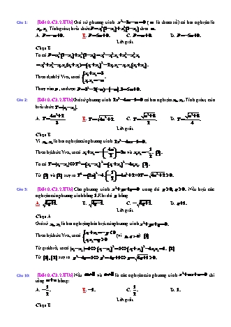 Trắc nghiệm Đại số Lớp 10 tách từ đề thi thử THPT Quốc gia - Chương 3 - Bài 2: Phương trình quy về bậc nhất và bậc hai - Mức độ 2.3 - Năm học 2017-2018 (Có đáp án)