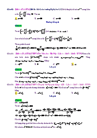 Trắc nghiệm Đại số Lớp 11 tách từ đề thi thử THPT Quốc gia - Chương 2 - Bài 3: Nhị thức Niu-tơn - Mức độ 3.4 - Năm học 2017-2018 (Có đáp án)