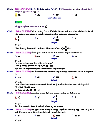 Trắc nghiệm Đại số Lớp 11 tách từ đề thi thử THPT Quốc gia - Chương 2 - Bài 2: Hoán vị, chỉnh hợp và tổ hợp - Mức độ 1.4 - Năm học 2017-2018 (Có đáp án)