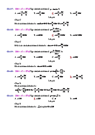 Trắc nghiệm Đại số Lớp 11 tách từ đề thi thử THPT Quốc gia - Chương 1 - Bài 1: Hàm số lượng giác - Mức độ 1.4 - Năm học 2017-2018 (Có đáp án)