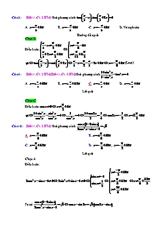 Trắc nghiệm Đại số Lớp 11 tách từ đề thi thử THPT Quốc gia - Chương 1 - Bài 2: Phương trình lượng giác cơ bản - Mức độ 3.4 - Năm học 2017-2018 (Có đáp án)