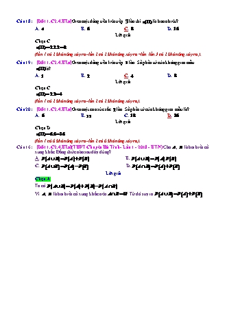 Trắc nghiệm Đại số Lớp 11 tách từ đề thi thử THPT Quốc gia - Chương 2 - Bài 4: Biến cố xác suất của biến cố - Mức độ 1.2 - Năm học 2017-2018 (Có đáp án)