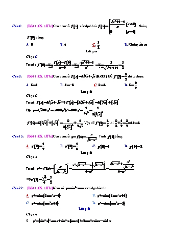 Trắc nghiệm Đại số Lớp 11 tách từ đề thi thử THPT Quốc gia - Chương 5 - Bài 1: Các vấn đề vầ tập xác định và đạo hàm - Mức độ 3.1 - Năm học 2017-2018 (Có đáp án)