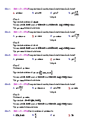 Trắc nghiệm Đại số Lớp 11 tách từ đề thi thử THPT Quốc gia - Chương 1 - Bài 1: Hàm số lượng giác - Mức độ 1.3 - Năm học 2017-2018 (Có đáp án)