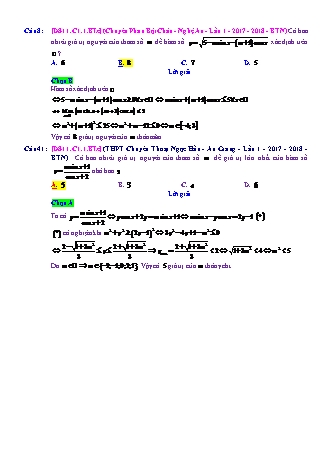 Trắc nghiệm Đại số Lớp 11 tách từ đề thi thử THPT Quốc gia - Chương 1 - Bài 1: Hàm số lượng giác - Mức độ 3.3 - Năm học 2017-2018 (Có đáp án)
