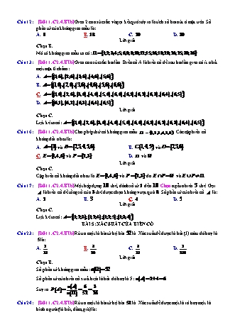 Trắc nghiệm Đại số Lớp 11 tách từ đề thi thử THPT Quốc gia - Chương 2 - Bài 4: Biến cố xác suất của biến cố - Mức độ 2.4 - Năm học 2017-2018 (Có đáp án)