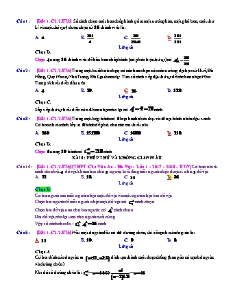 Trắc nghiệm Đại số Lớp 11 tách từ đề thi thử THPT Quốc gia - Chương 2 - Bài 2: Hoán vị, chỉnh hợp và tổ hợp - Mức độ 2.4 - Năm học 2017-2018 (Có đáp án)
