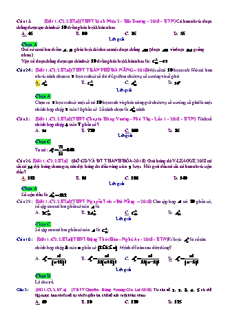 Trắc nghiệm Đại số Lớp 11 tách từ đề thi thử THPT Quốc gia - Chương 2 - Bài 2: Hoán vị, chỉnh hợp và tổ hợp - Mức độ 1.2 - Năm học 2017-2018 (Có đáp án)