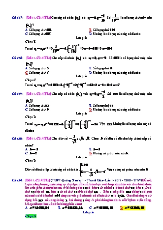 Trắc nghiệm Đại số Lớp 11 tách từ đề thi thử THPT Quốc gia - Chương 3 - Bài 4: Cấp số nhân - Mức độ 3.5 - Năm học 2017-2018 (Có đáp án)