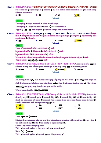 Trắc nghiệm Đại số Lớp 11 tách từ đề thi thử THPT Quốc gia - Chương 2 - Bài 2: Hoán vị, chỉnh hợp và tổ hợp - Mức độ 2.5 - Năm học 2017-2018 (Có đáp án)