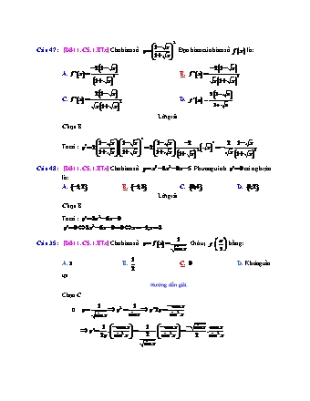 Trắc nghiệm Đại số Lớp 11 tách từ đề thi thử THPT Quốc gia - Chương 5 - Bài 1: Các vấn đề vầ tập xác định và đạo hàm - Mức độ 3.4 - Năm học 2017-2018 (Có đáp án)