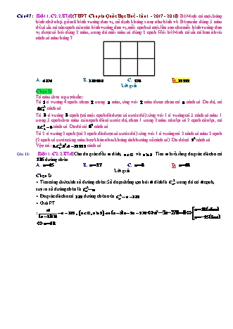 Trắc nghiệm Đại số Lớp 11 tách từ đề thi thử THPT Quốc gia - Chương 2 - Bài 2: Hoán vị, chỉnh hợp và tổ hợp - Mức độ 4.4 - Năm học 2017-2018 (Có đáp án)