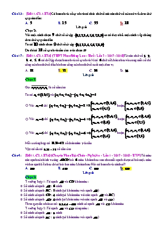 Trắc nghiệm Đại số Lớp 11 tách từ đề thi thử THPT Quốc gia - Chương 2 - Bài 1: Quy tắc cộng. Quy tắc nhân - Mức độ 3.6 - Năm học 2017-2018 (Có đáp án)