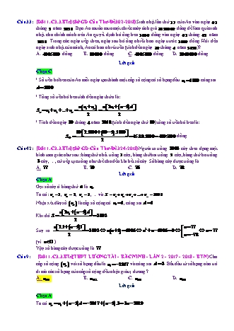 Trắc nghiệm Đại số Lớp 11 tách từ đề thi thử THPT Quốc gia - Chương 3 - Bài 3: Cấp số cộng - Mức độ 3.3 - Năm học 2017-2018 (Có đáp án)