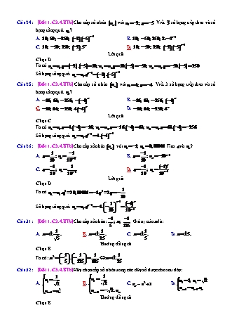 Trắc nghiệm Đại số Lớp 11 tách từ đề thi thử THPT Quốc gia - Chương 3 - Bài 4: Cấp số nhân - Mức độ 2.4 - Năm học 2017-2018 (Có đáp án)