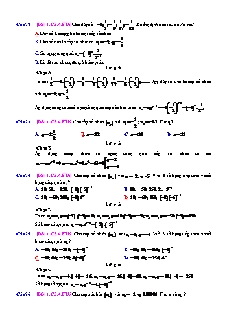 Trắc nghiệm Đại số Lớp 11 tách từ đề thi thử THPT Quốc gia - Chương 3 - Bài 4: Cấp số nhân - Mức độ 2.3 - Năm học 2017-2018 (Có đáp án)