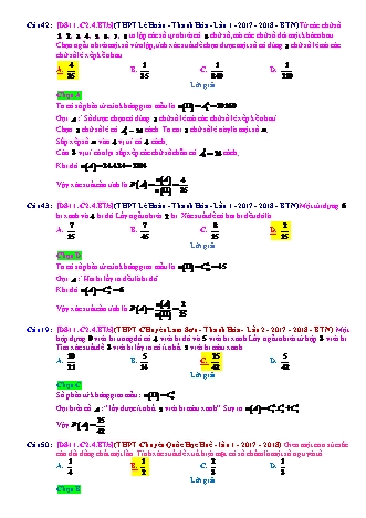 Trắc nghiệm Đại số Lớp 11 tách từ đề thi thử THPT Quốc gia - Chương 2 - Bài 4: Biến cố xác suất của biến cố - Mức độ 2.5 - Năm học 2017-2018 (Có đáp án)