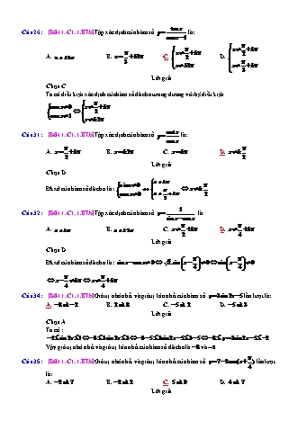 Trắc nghiệm Đại số Lớp 11 tách từ đề thi thử THPT Quốc gia - Chương 1 - Bài 1: Hàm số lượng giác - Mức độ 2.4 - Năm học 2017-2018 (Có đáp án)