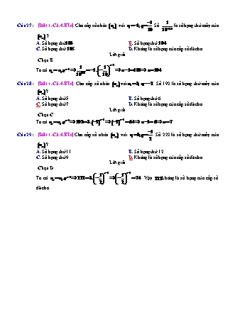 Trắc nghiệm Đại số Lớp 11 tách từ đề thi thử THPT Quốc gia - Chương 3 - Bài 4: Cấp số nhân - Mức độ 3.4 - Năm học 2017-2018 (Có đáp án)