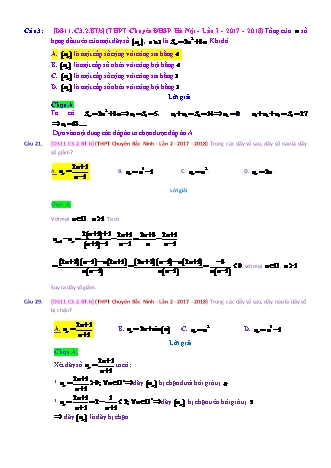 Trắc nghiệm Đại số Lớp 11 tách từ đề thi thử THPT Quốc gia - Chương 3 - Bài 2: Dãy số - Mức độ 2.4 - Năm học 2017-2018 (Có đáp án)