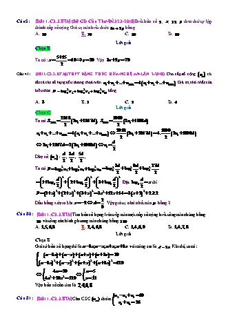 Trắc nghiệm Đại số Lớp 11 tách từ đề thi thử THPT Quốc gia - Chương 3 - Bài 3: Cấp số cộng - Mức độ 2.3 - Năm học 2017-2018 (Có đáp án)