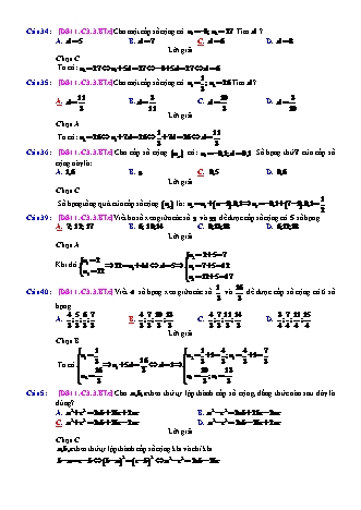 Trắc nghiệm Đại số Lớp 11 tách từ đề thi thử THPT Quốc gia - Chương 3 - Bài 3: Cấp số cộng - Mức độ 3.4 - Năm học 2017-2018 (Có đáp án)