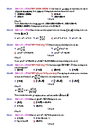 Trắc nghiệm Đại số Lớp 12 tách từ đề thi thử THPT Quốc gia - Chương 1 - Bài 1: Tính đơn điệu của hàm số - Mức độ 2.5 - Năm học 2017-2018 (Có đáp án)