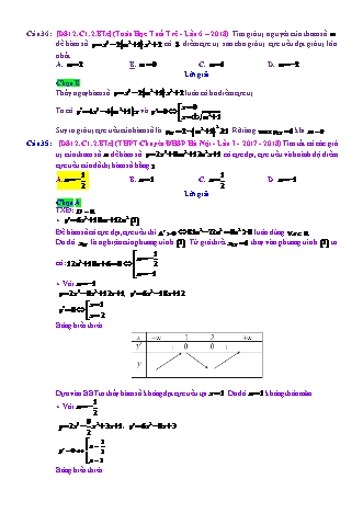 Trắc nghiệm Đại số Lớp 12 tách từ đề thi thử THPT Quốc gia - Chương 1 - Bài 2: Cực trị của hàm số - Mức độ 3.6 - Năm học 2017-2018 (Có đáp án)